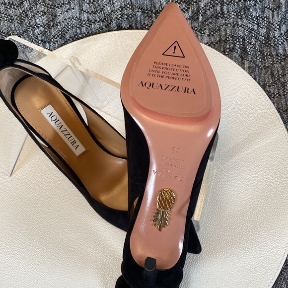 Aquazzura Bow Tie Pump 85mm Heels Black Size 36 - Picture 11 of 14